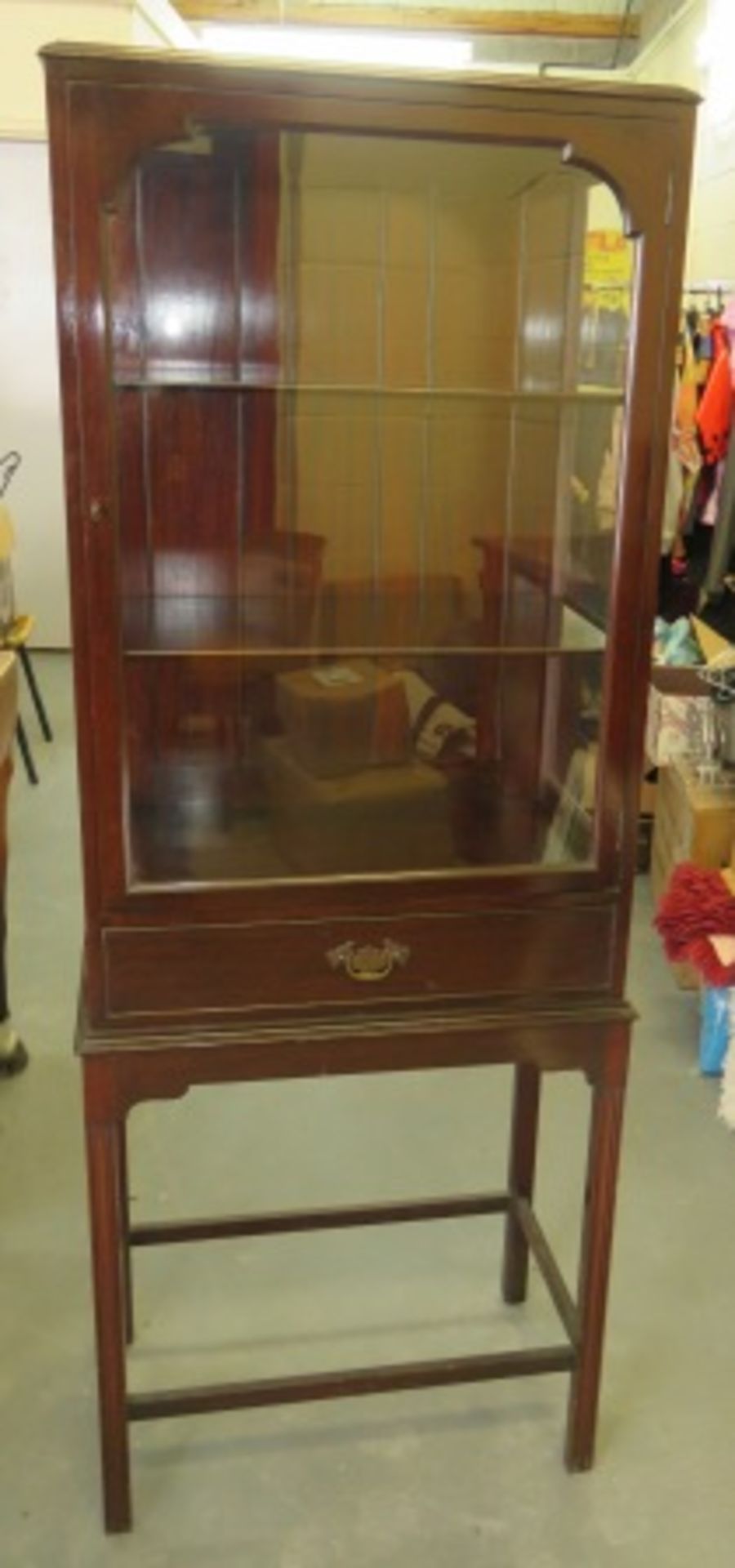 Edwardian Mahogany Display Cabinet With Drawer