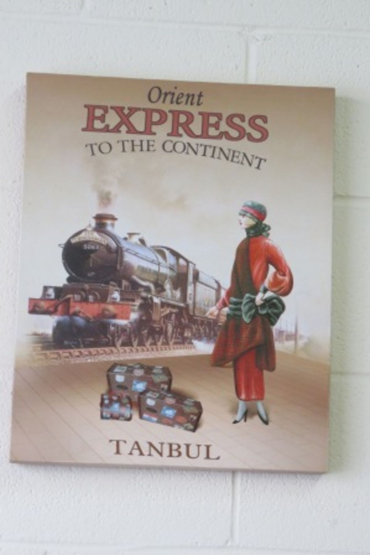 Retro Orient Express Advertising Print On Block - 50cm x 40cm