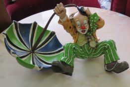 Cast Resin Clown Holding Umbrella