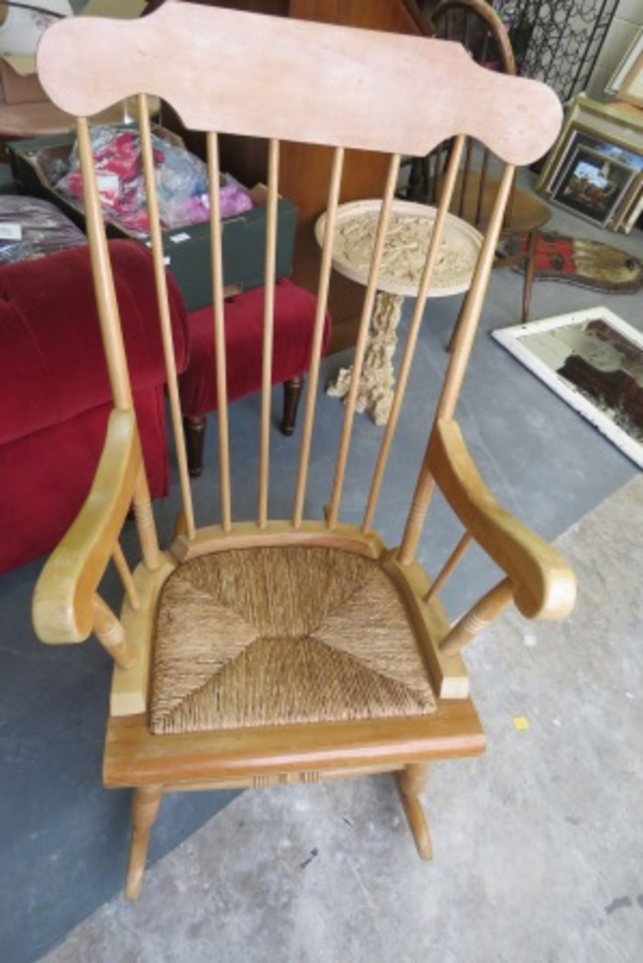 Pine Rocking Chair - Country Style With Reed Seating - Image 2 of 3