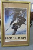 WW2 Poster. Framed and Glazed - "BACK THEM UP"