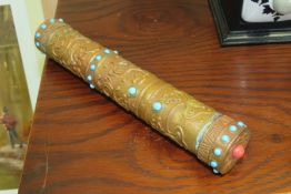 Antique Quill Holder With Turquoise Stone Decoration