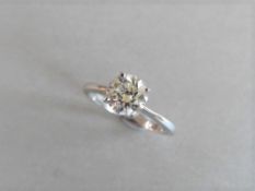 1.00ct diamond solitaire ring set in platinum. H colour and I1 clarity. 4 claw setting, size M.