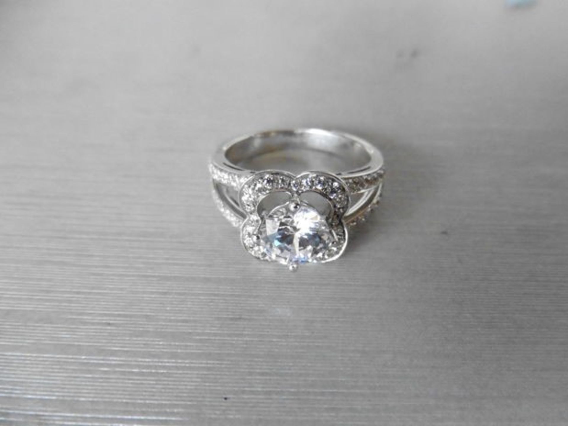 0.50ct diamond set solitaire ring set in platinum. Mount is diamond set with 0.64ct of small - Bild 3 aus 3