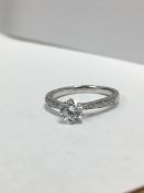 0.50ct diamond solitaire ring with a brilliant cut diamond. F colour and vs2 clarity. Set in