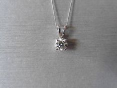 1.01ct diamond solitaire pendant. I colour, I1 clarity. Set in a 18ct white gold 4 claw mount with a
