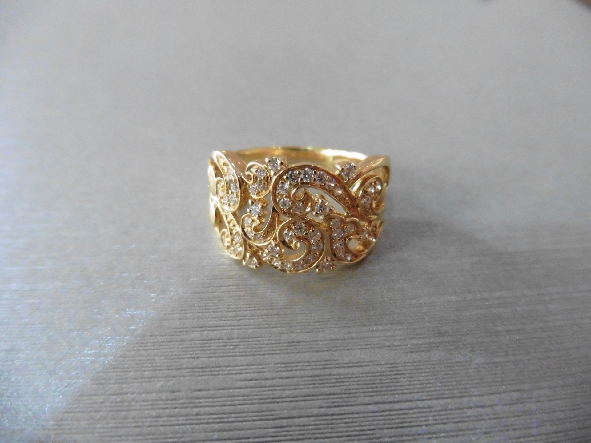 18ct yellow gold open fancy dress ring with tiny top cut diamonds of H colour and Si clarity - Bild 3 aus 4