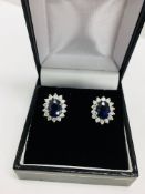 Sapphire diamond Earrings ,1.50ct Sapphire natural (6mmx4mm each),0.36ct diamonds ,9ct white gold
