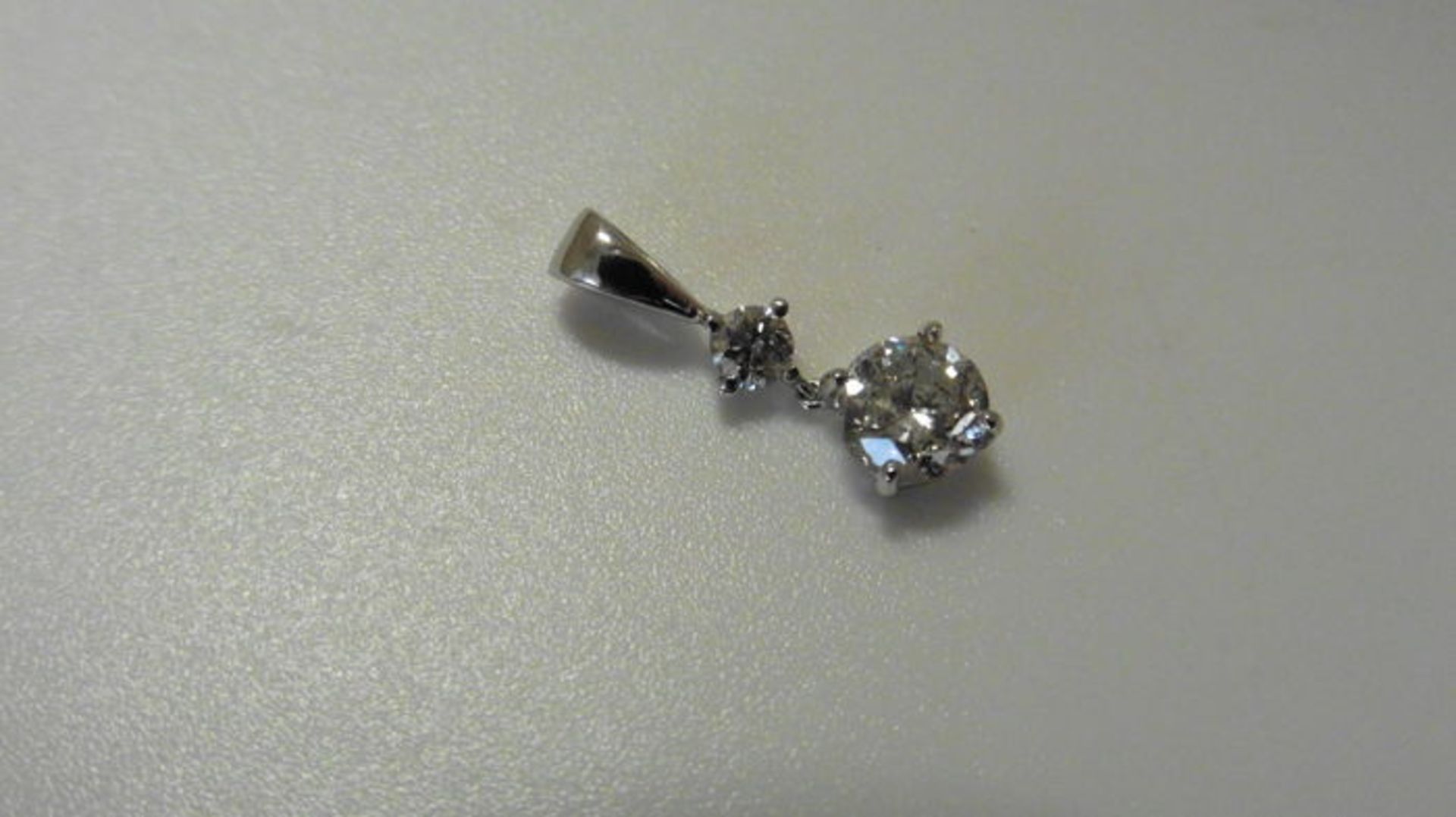 0.60ct diamond drop pendant set in 18ct white gold. 0.50ct on the bottom with 0.10ct on top. I-J - Image 3 of 3