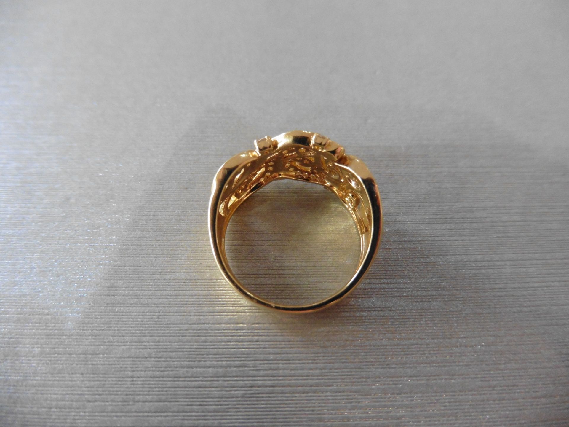 18ct yellow gold open fancy dress ring with tiny top cut diamonds of H colour and Si clarity - Image 2 of 4