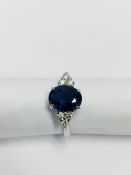 2.50ct Sapphire diamond Cluster ring,2.50ct natural sapphire(treated),0.36ct diamond i colour si