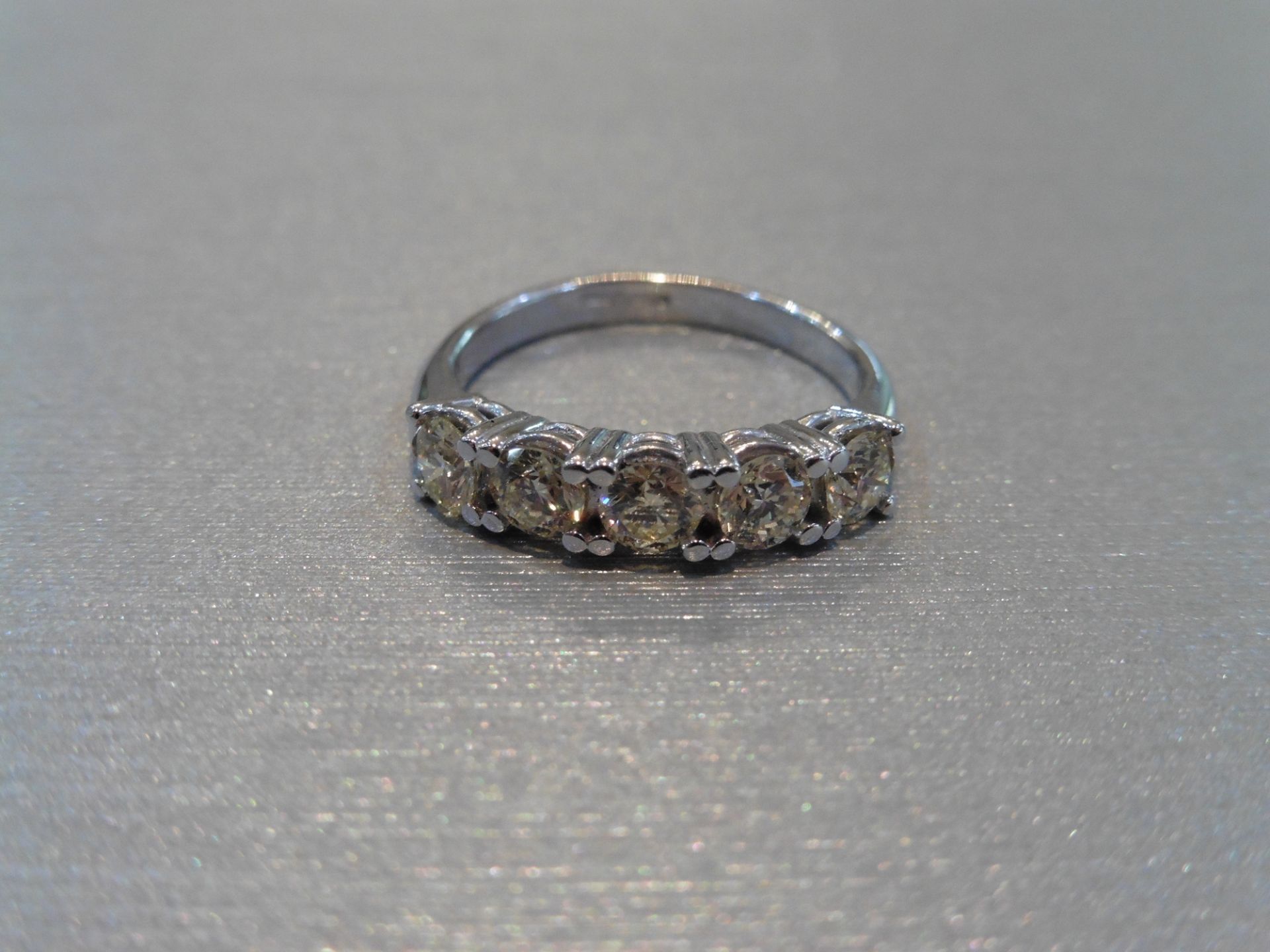 18ct gold diamond five stone diamond ring. 5 brilliant cut diamonds weighing 1.00ct total. I/J