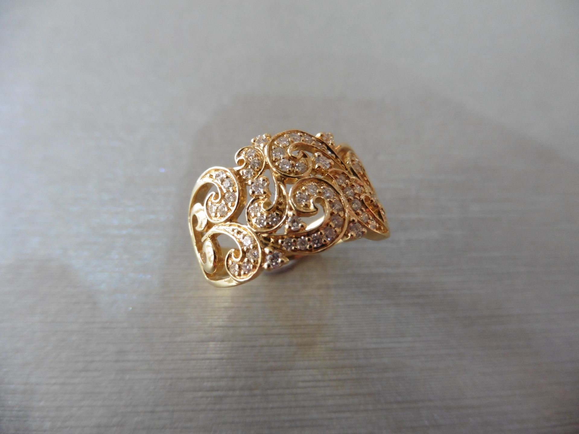 18ct yellow gold open fancy dress ring with tiny top cut diamonds of H colour and Si clarity - Image 4 of 4