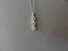 0.60ct 18ct white gold diamond trilogy pendant set with 3 brilliant cut diamonds, I colour si2