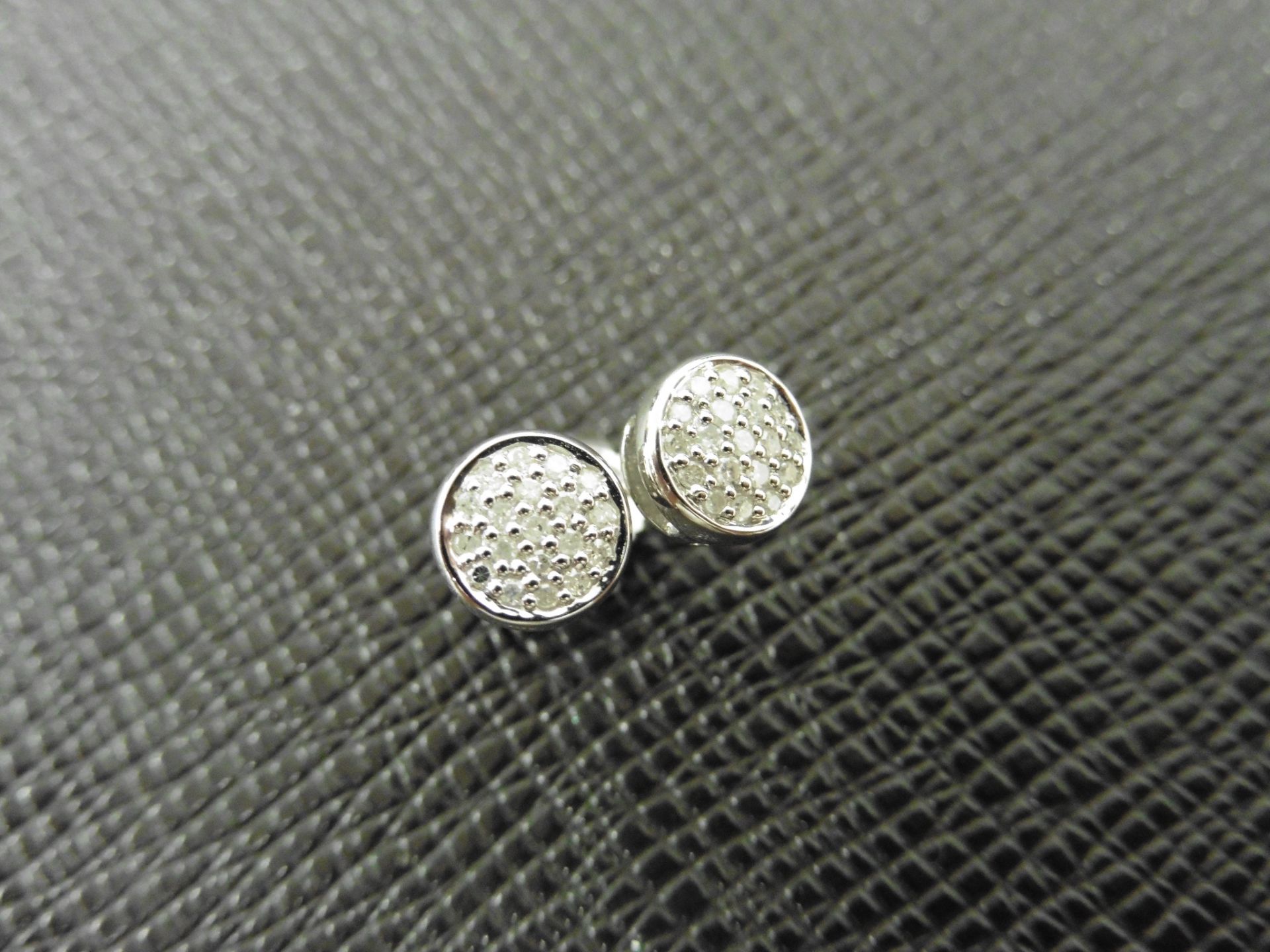0.17ct illusion set diamond stud earrings in 9ct white gold. Small round cut diamonds, H colour - Image 2 of 3