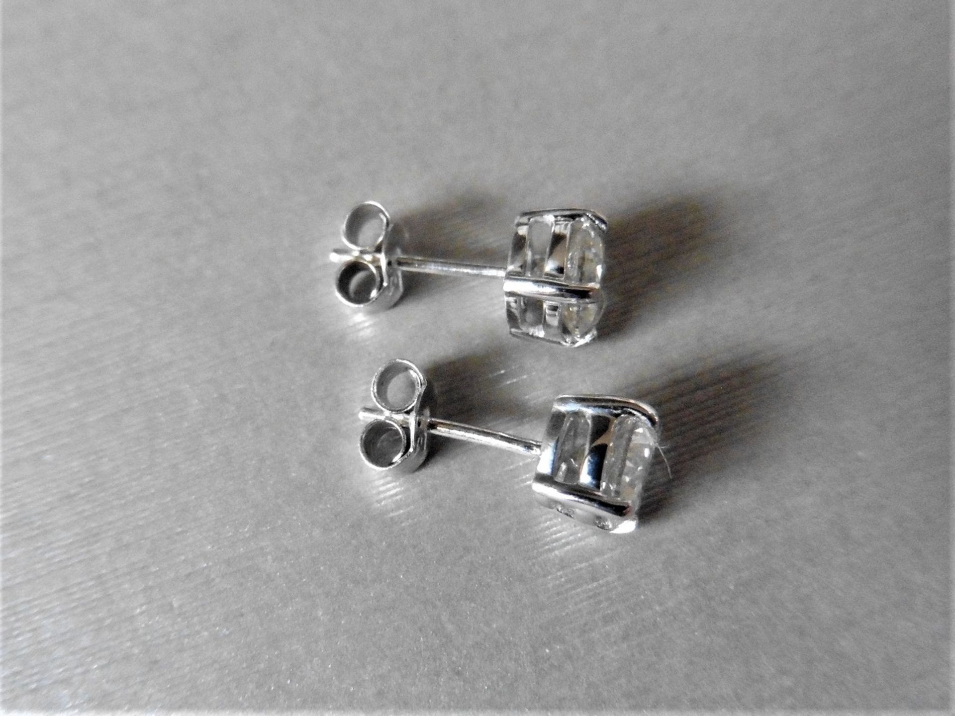 1.40ct Solitaire diamond stud earrings set with brilliant cut diamonds. I colour, I1 clarity Set - Image 2 of 2