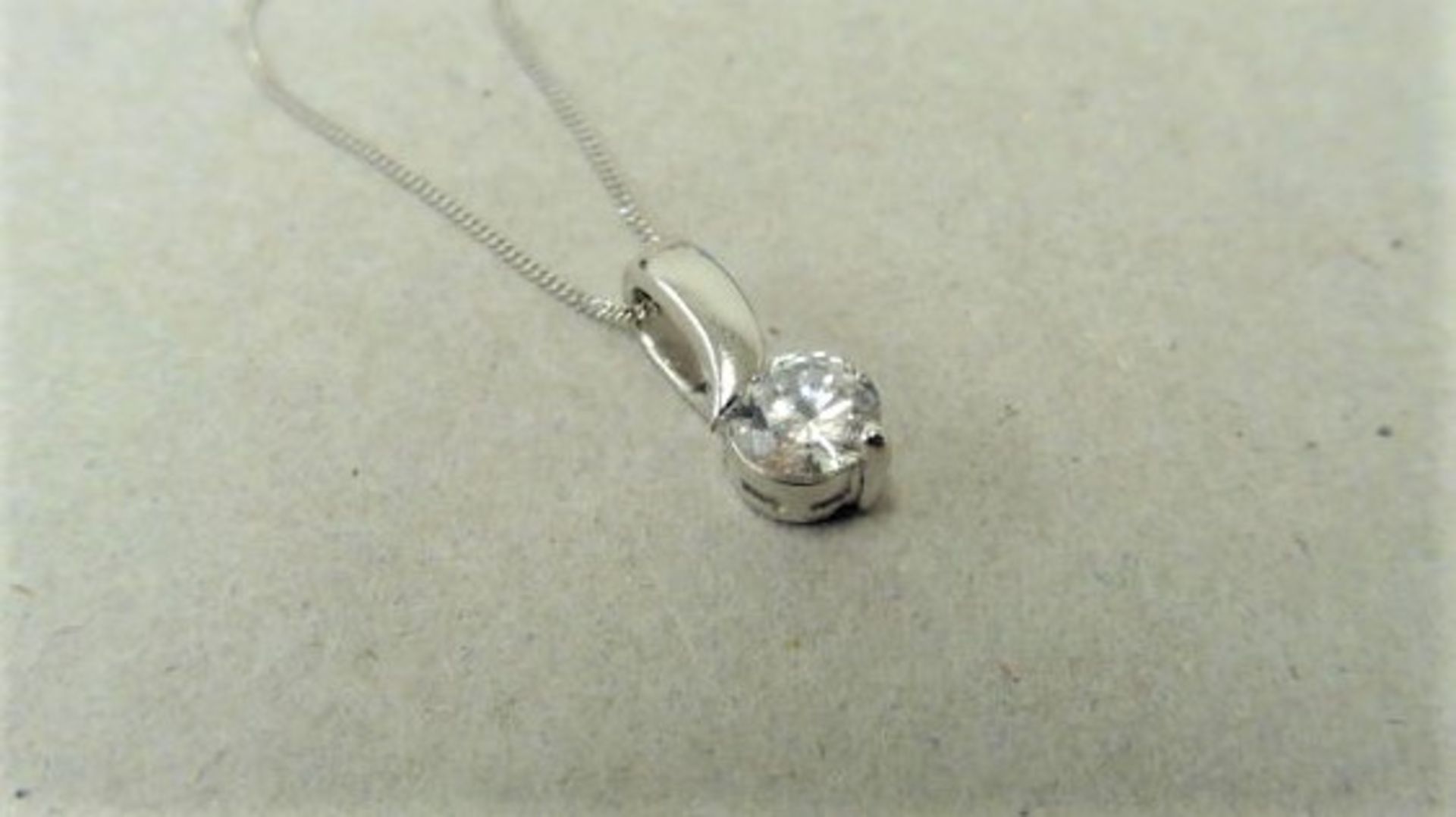 0.35ct diamond set pendant. Brilliant cut diamond, I colour and si3 clarity.2 claw setting. - Image 2 of 3