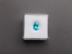 4.56CT PEARSAHPE PARAIBA TOURMALINE AIGS CERTIFICATION GIF16121924 APPRAISAL 22000