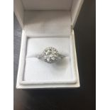 2ct round Brilliant cut diamond,D colour si3 clarity,18ct Halo style setting 0.50ct total diamonds,