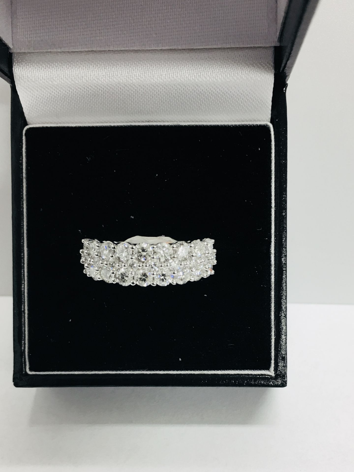 1.55ct diamond three row ring,28 round diamonds 1.55ct h colour si grade,5.32gms 18ct5 white gold - Image 3 of 5