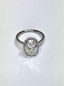 3.01ct Oval Diamond H colour si2 grade ,Platinum setting 0.50ct h colour si grade diamonds,3.8gms,uk