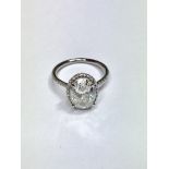 3.01ct Oval Diamond H colour si2 grade ,Platinum setting 0.50ct h colour si grade diamonds,3.8gms,uk