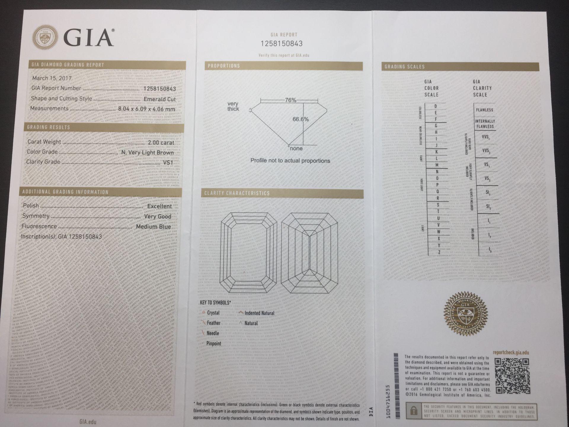 2ct emerald cut Diamond vs1 clarity fancy colour,GIA certification 1258150843,Platinum setting 3. - Image 6 of 6