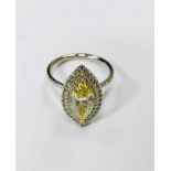 1.52ct fancy yellow Marquis cut diamond set in 18ct white gold ring,VS 2 clarity,WGI certification