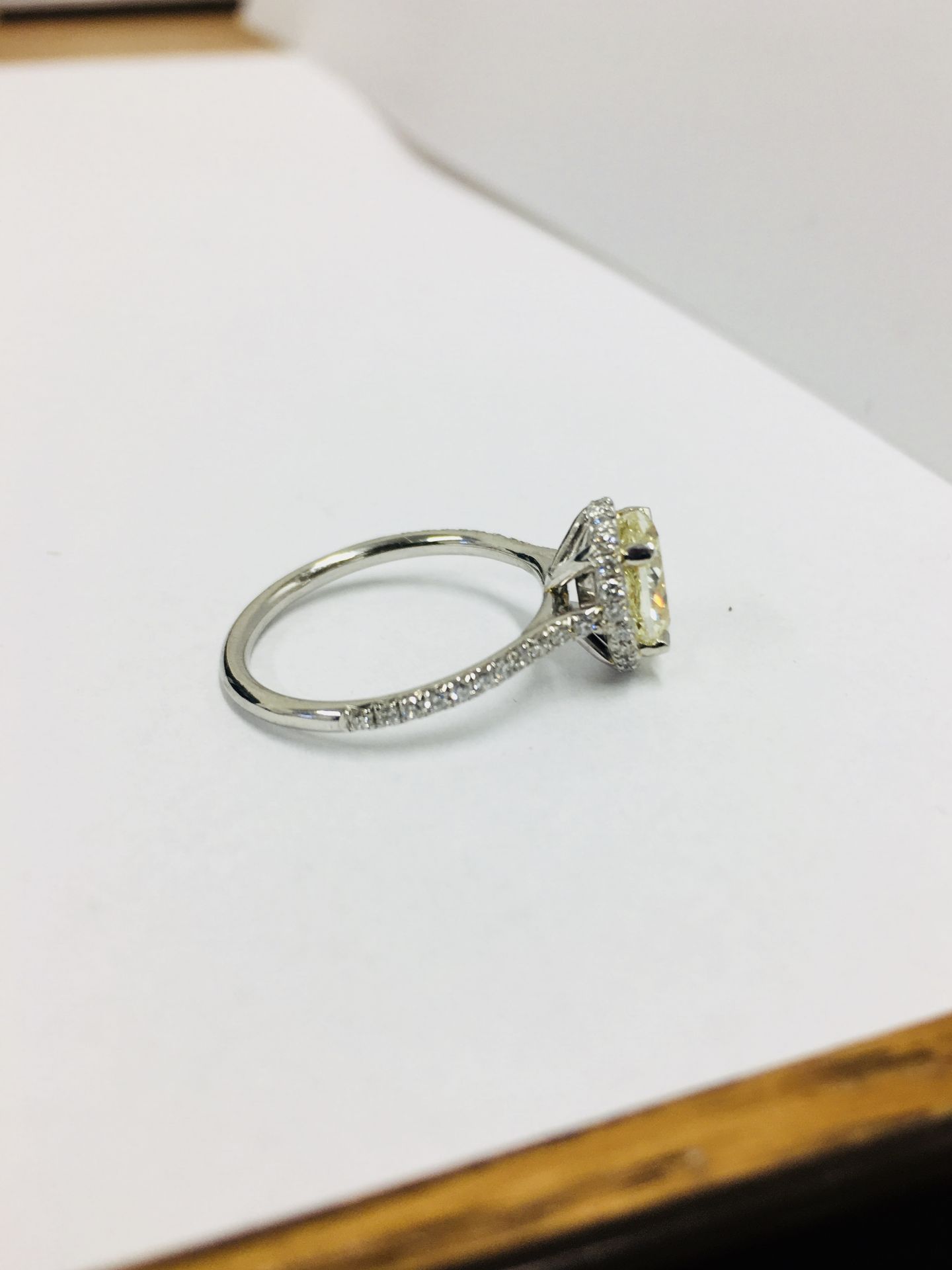 1.51ct Oval Fancy yellow diamond Vs1 grade GIA certification 2196772617,18ct white gold diamond - Image 4 of 5