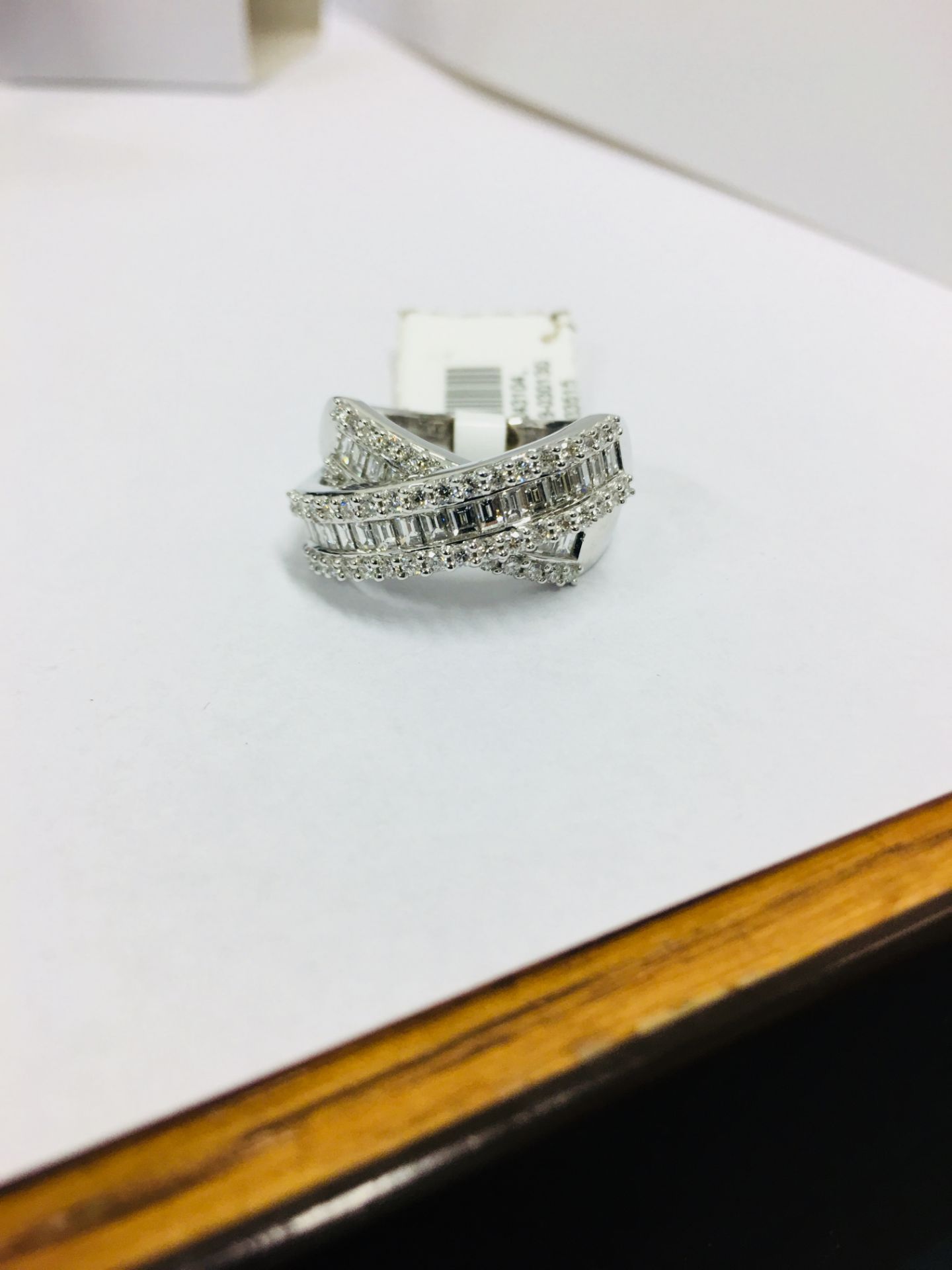 1.75ct white gold dress ring,29 round brillmay cut diamonds 1.04ct,62 baguette diamonds 0.70ct h - Image 2 of 5