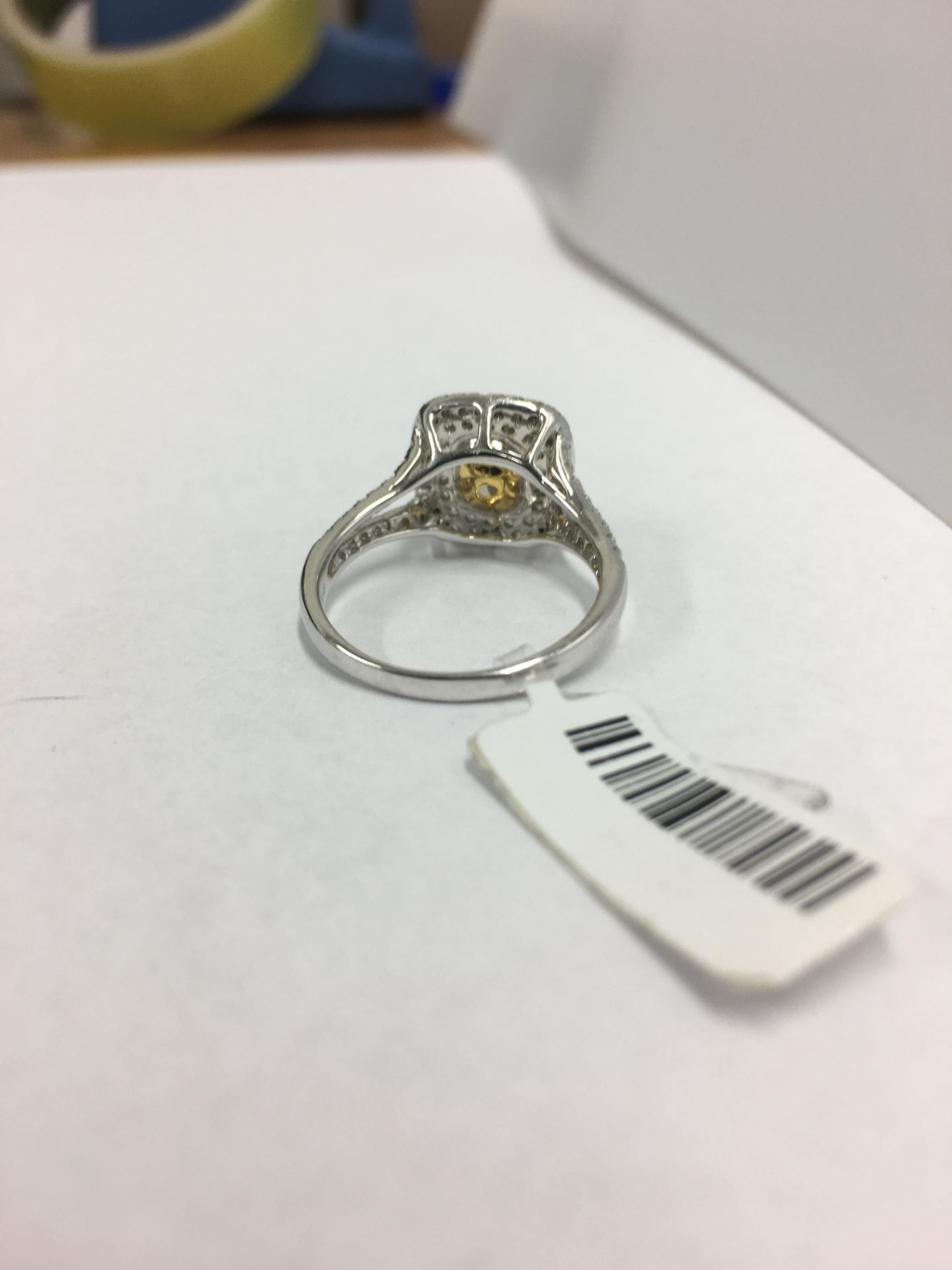 1.11ct Fancy yellow diamond gia certification 3195793106,18ct white gold fancy style setting diamond - Image 4 of 6