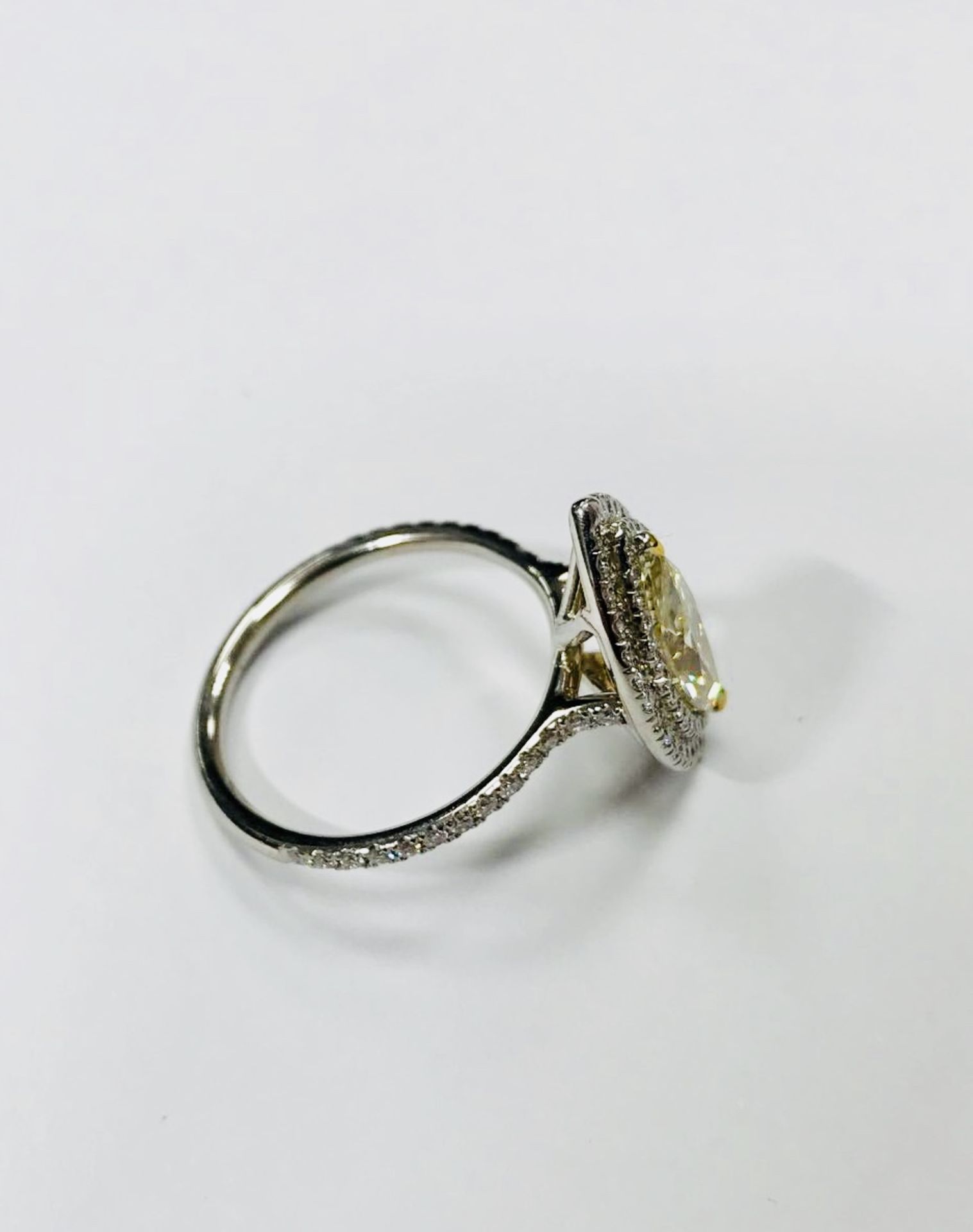 1.52ct fancy yellow Marquis cut diamond set in 18ct white gold ring,VS 2 clarity,WGI certification - Image 5 of 6