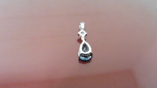 0.35ct Aqua Marine and diamond drop style pendant ( no chain ).Pear shaped aqua ( treated ) 0.35ct