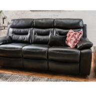 BRAND NEW BOXED 3 SEATER AND 2 SEATER MAESTRO BLACK LEATHER RECLINING SOFAS