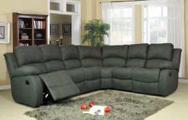 Brand New Boxed Valencia 3C2 Dark Grey Fabric Electric Reclining Corner Sofa