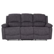 Brand New Boxed Vivo 3 Seater Plus 2 Seater Reclining Sofas In Charcoal Suede Fabric