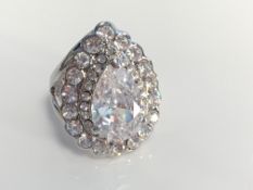 Brand New Pear Shape Simulated Silverswarovski Elements Cocktail Ring