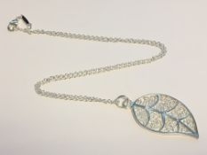 Sterling Silver Chain Stamped 925 With Leaf Pendant