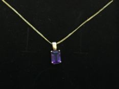 9K Yellow Gold Necklace With Amethyst Pendant