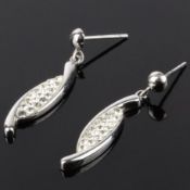 A Pair Of Earrings, Each Designed As A Pave Set