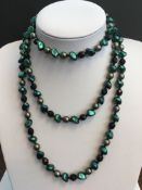 Pretty Large Mixed Green And Black Beaded Necklace