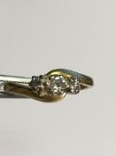 18K Yellow Gold 3 Stone 0.25 Carat High Quality Diamond Crossover Ring
