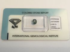 0.80Ct Natural Green Tourmaline With Igi Certificate