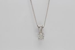 9Ct White Gold Chain And Diamond Pendent, Diamond Pendent Set With 0.45 Carat Single Brilliant Cut