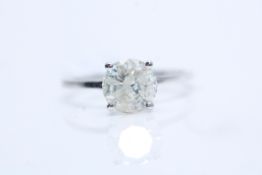 18ct White Gold Ladies Diamond Solitaire Ring, Set With One 1.52 Carat, Cut- Brilliant, Clarity- I1,