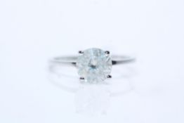 18ct White Gold Ladies Diamond Solitaire Ring, Set With One 1.41 Carat, Cut- Brilliant, Clarity- I1,