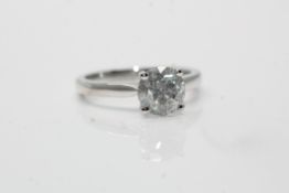 18ct White Gold Ladies Diamond Solitaire Ring, Total Diamond Weight- 1.56, Clarity- I2, Colour- G,