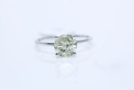 18ct White Gold Ladies Diamond Solitaire Ring, Set With One 1.33 Carat, Cut- Brilliant, Clarity- I1,