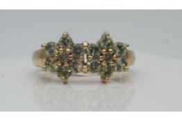 9Ct Yellow Gold Ladies Ring, Set With Peridot Round Cut Stones, Total Weight- 3.22 Grams