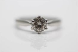 Platinum Diamond Solitaire Ring, Set With A 1.05 Carat Brilliant Cut Solitaire, Clarity- I1, Colour-